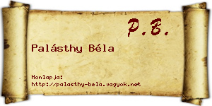 Palásthy Béla névjegykártya